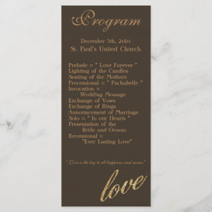 25 4x9 Wedding Program Gold Foil Glitter Love Programme