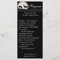 25 4x9 Wedding Program Hunters Moon Deer Buck Doe