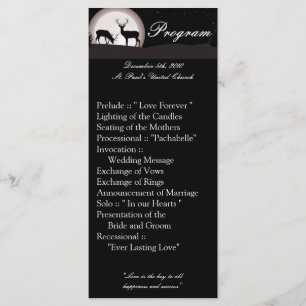 25 4x9 Wedding Program Hunters Moon Deer Buck Doe Programme