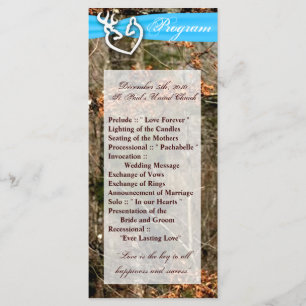 25 4x9 Wedding Program Hunting Deer Doe Buck Camo Programme