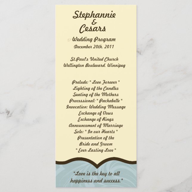 25 4x9 Wedding Program I Moustache You a Question  Programme (Front)