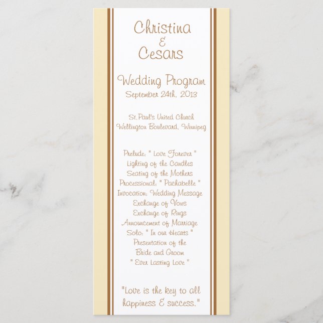 25 4x9 Wedding Program Just got Married Couple Programme (Front)