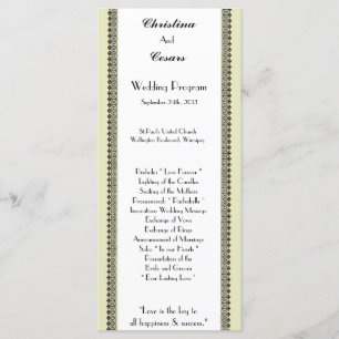 25 4x9 Wedding Program Light Green/Grey Formal Wed Programme