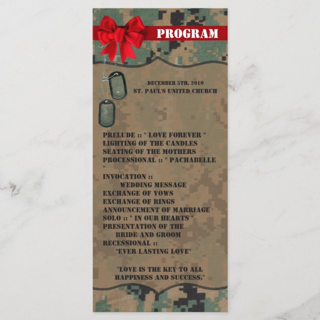 25 4x9 Wedding Program Marine DIGITAL PRINT Unifor Programme (Front)