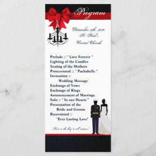 25 4x9 Wedding Program Marine Uniform Groom Bride Programme