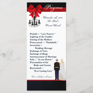 25 4x9 Wedding Program Marine Uniform Groom Bride Programme
