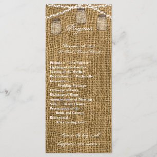 25 4x9 Wedding Program Mason Jar String Lights Bur Programme