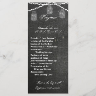 25 4x9 Wedding Program Mason Jar String Lights Cha Programme