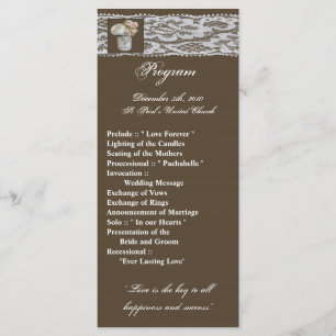 25 4x9 Wedding Program Mason Jars with Roses Programme