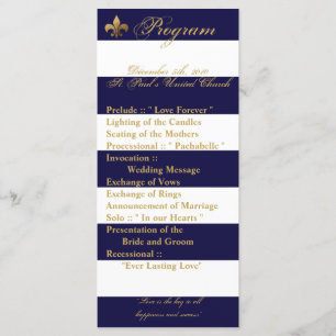 25 4x9 Wedding Program Modern Stripe Navy White Programme