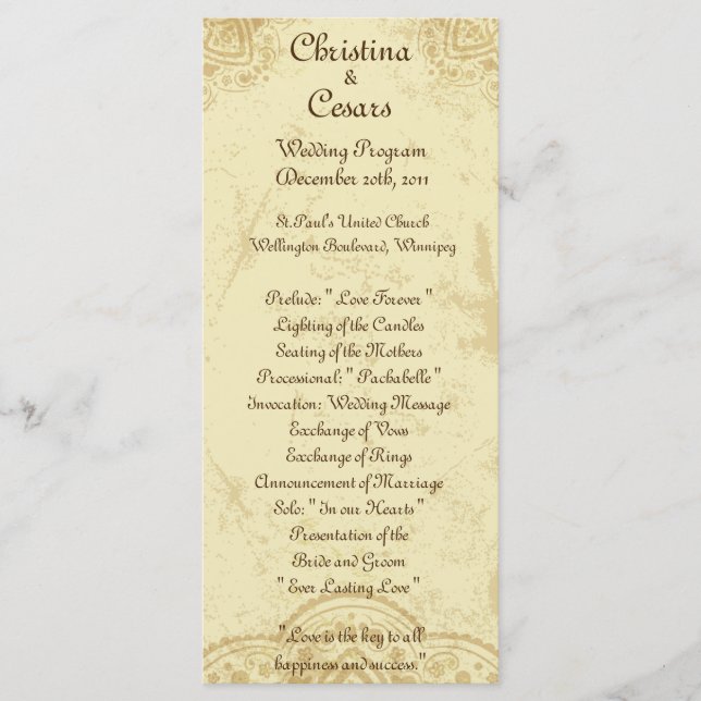 25 4x9 Wedding Program Moroccan Party Programme (Front)