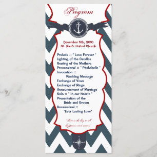25 4x9 Wedding Program Nautical Anchor Compass Oce Programme