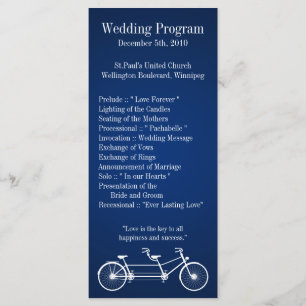 25 4x9 Wedding Program Navy Blue Double Bike Programme