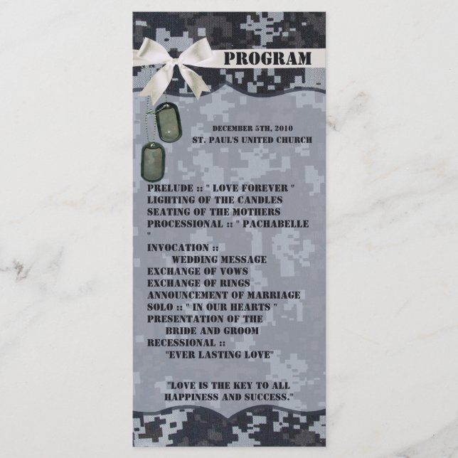 25 4x9 Wedding Program Navy DIGITAL PRINT Uniform Programme (Front)