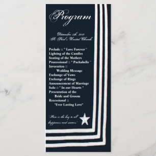 25 4x9 Wedding Program Navy Summer Dress Blues Uni Programme