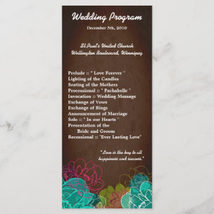25 4x9 Wedding Program Neon Spring Floral Flower Programme