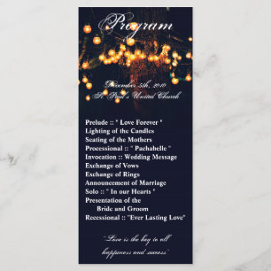 25 4x9 Wedding Program Oak Tree String Lights Nigh Programme