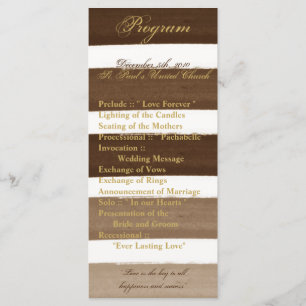 25 4x9 Wedding Program Ombre Stripe Brown Line Programme