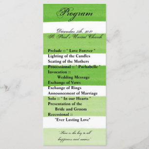 25 4x9 Wedding Program Ombre Stripe Green Line Programme