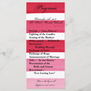 25 4x9 Wedding Program Ombre Stripe Pink Line Fade Programme