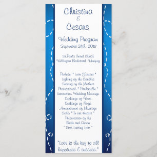 25 4x9 Wedding Program Paper Plane Blue Swirl Loop Programme