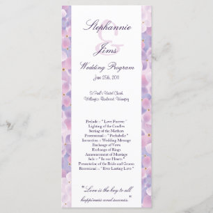 25 4x9 Wedding Program Purple Hydrangea Programme