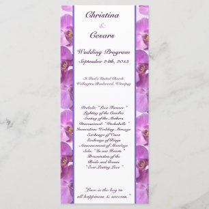 25 4x9 Wedding Program Purple Orchids on Stem Programme