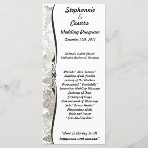 25 4x9 Wedding Program Silver Christmas Blur Programme