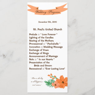 25 4x9 Wedding Program Spring Hibiscus Flower Hawa Programme