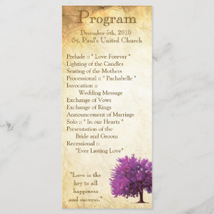 25 4x9 Wedding Program Spring Tree Aged Paper Vint Programme