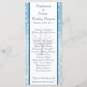 25 4x9 Wedding Program Twinkling Snow / Bare Tree Programme