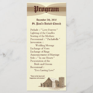 25 4x9 Wedding Program Vintage Country Barn Farm Programme