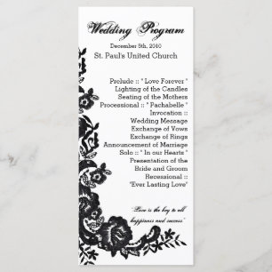 25 4x9 Wedding Program Vintage Lace Applique Dolli Programme