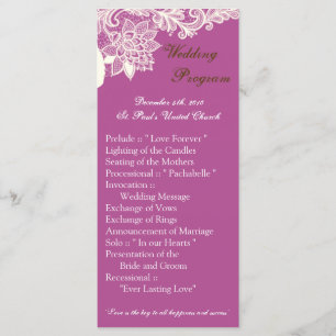 25 4x9 Wedding Program Vintage Victorian Lace Orch Programme