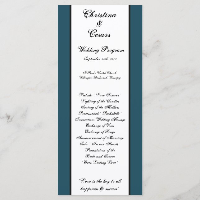 25 4x9 Wedding Program Western Blue Cowboy Boots s Programme (Front)