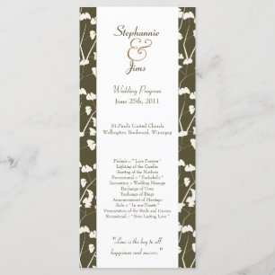 25 4x9 Wedding Program White Ginkgo Leaves Programme
