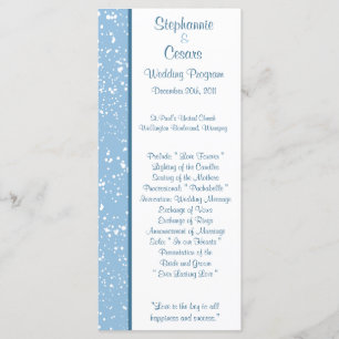25 4x9 Wedding Program Winter Blue Christmas Programme