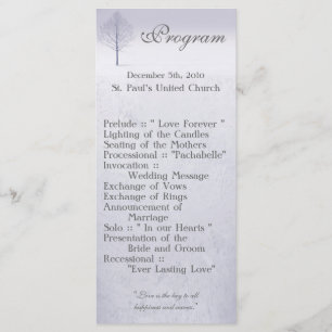 25 4x9 Wedding Program Winter Wonderland Trees Sno Programme