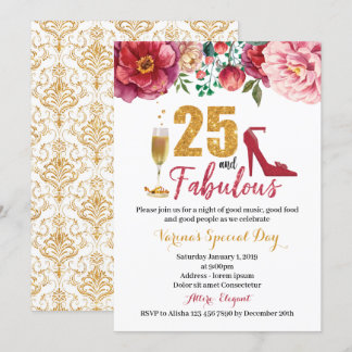 25 and Fabulous Birthday Invitation for Women