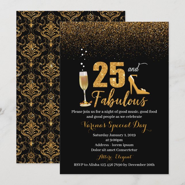 25 and Fabulous Birthday Invitation for Women (Front/Back)