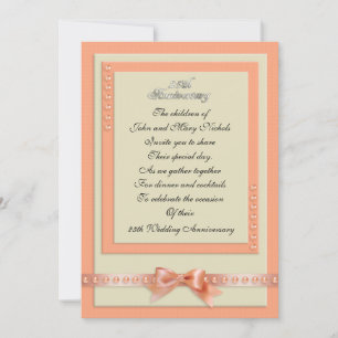 25 Anniversary invitation peach and cream colours