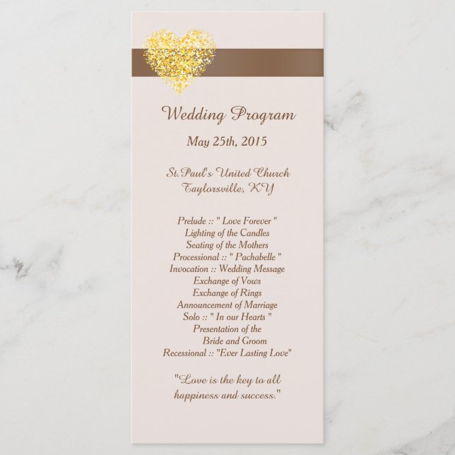 25 Autumn Hearts Wedding Programs Programme (Front)