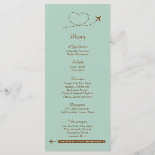 25 Blue Aeroplane Heart Wedding Menu Cards