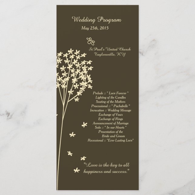 25 Brown Elegant Tree Wedding Programs Programme (Front)