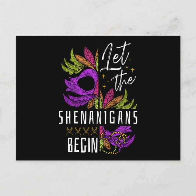 25.Carnival Mardi Gras for a Mardi gras Fan Announcement Postcard (Front)