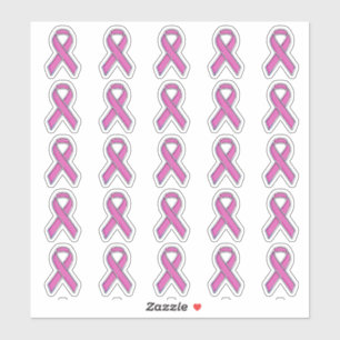 25 Chrome Style Print Pink Ribbon Awareness