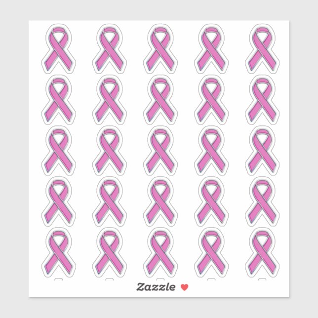 25 Chrome Style Print Pink Ribbon Awareness (Sheet)