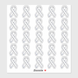 25 Chrome Style Print White Ribbon Awareness