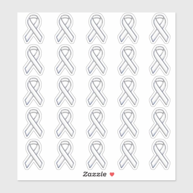 25 Chrome Style Print White Ribbon Awareness (Sheet)