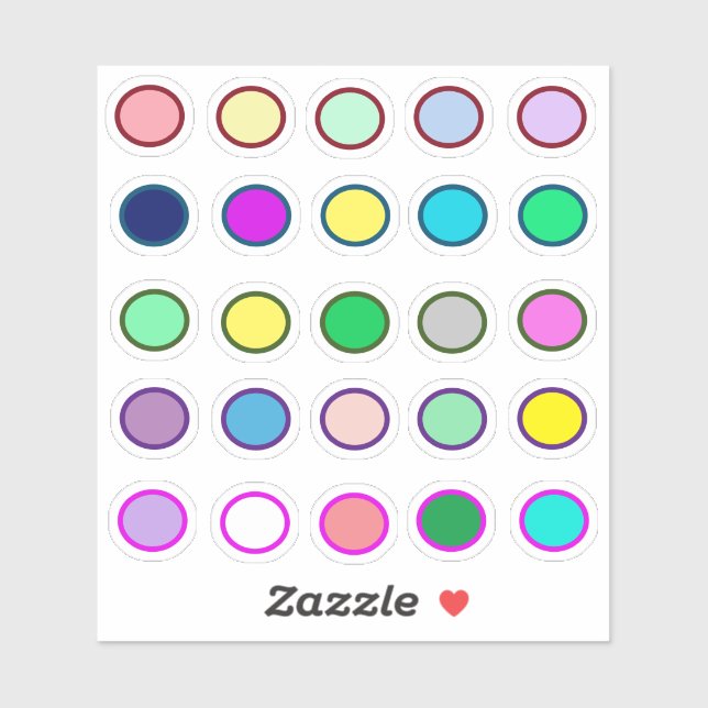25 Colorful Circle Stickers (Sheet)
